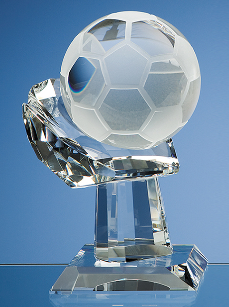 Large image for 10cm Optical Crystal Football on Mounted Hand Award